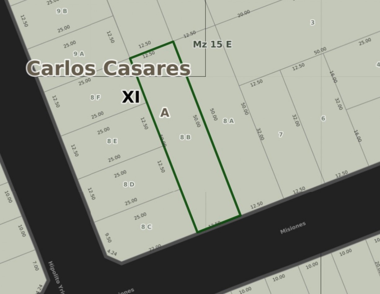 LOTE DE 12,5 X 50 MTS.